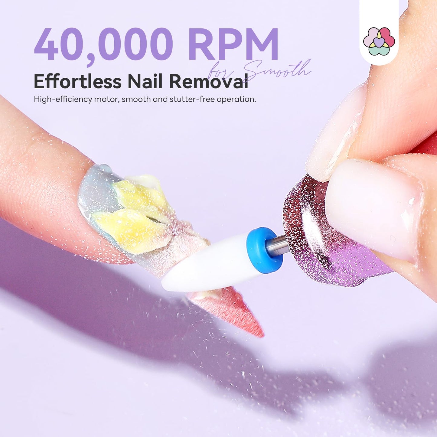 SAVILAND 2026 Nail Drill Professional: 40000RPM Electric Nail Drill 30S Fast Removal for Acrylic Nails Low Noise Electric Nail File Long-Lasting Manicure Pedicure Mobile Tech & Salon (Gradient Purple)
