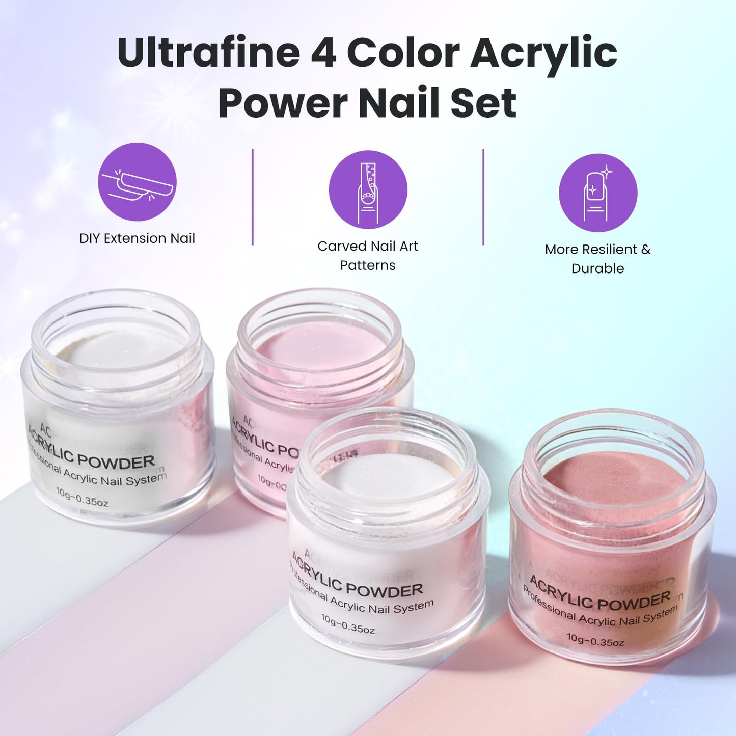 Nail Kit for Beginners with Everything: Acrylic Nail Set Professional Drill Powder Liquid Starter Kits with U V Lamp in Cosmetic Gift Bag for Women Salon Home(Purple)