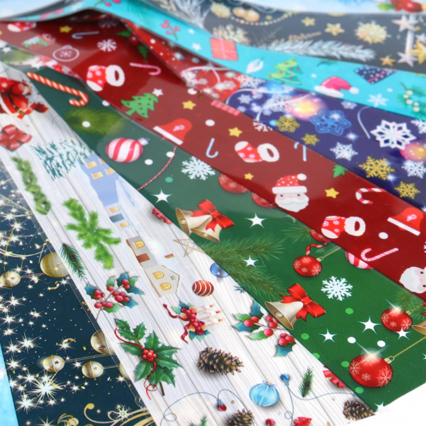 Christmas Nail Foil Transfer Stickers 10 Sheets Xmas Nail Art Stickers Decals Winter Santa Claus Snowflake Bells Nail Decals Supplies for Women Christmas Manicure Nail Film Decorations