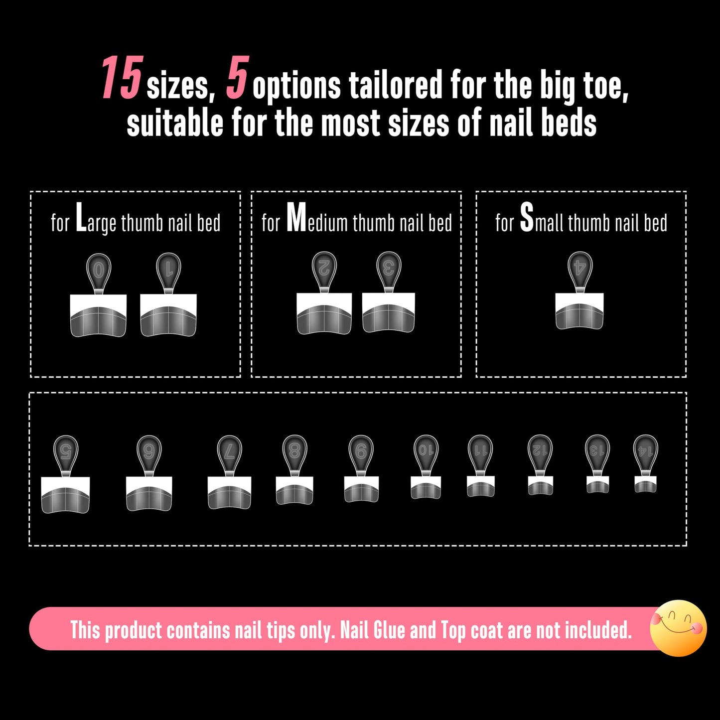 NOVO OVO White French Tip Half Cover Toe Nail Tips, Clear Soft Gel with Auxiliary Line for Fake False Toenail Extension, Sharp Square Medium Wide for Men Women Acrylic pedicure x15 Sizes 240 Pcs