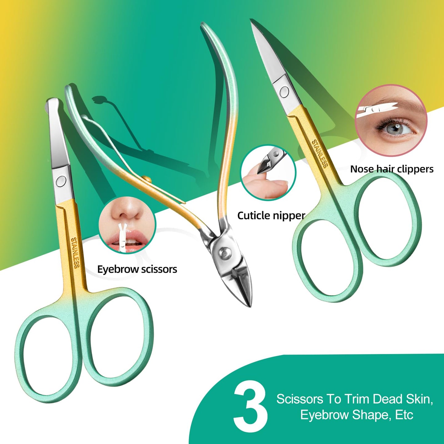 Manicure Set 30 in 1 Nail Clippers Set,Nail Manicure Kit for Women,RedFlow Toenail Clippers,Pedicure Kit,Pedicure Tools,Suitable for Travel Manicure Tools,Toe Nail Kit,Nail Care Kit(Yellow Green)