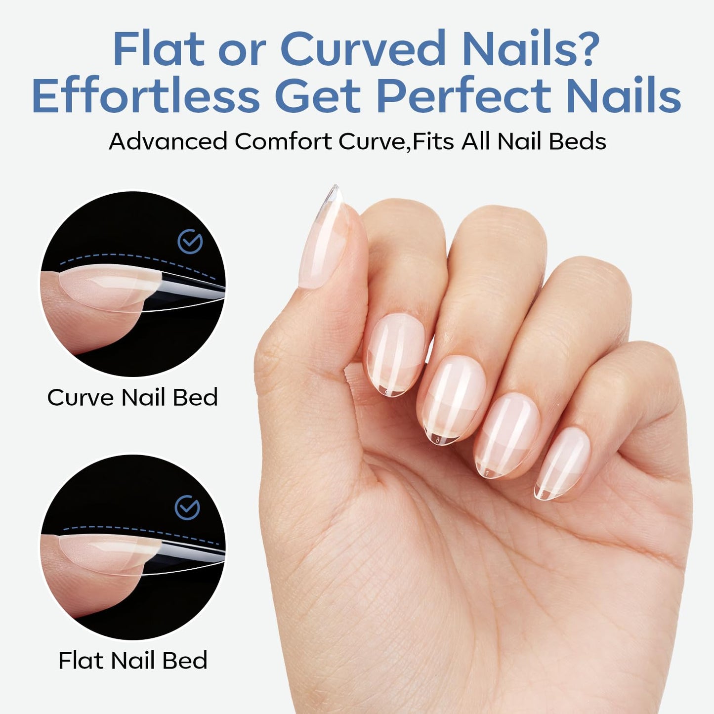 modelones Extra Short Almond Nail Tips, 360pcs Pre-etched Clear Soft Gel Nail Tips Fake Nails Press On Full Cover Half Matte 15 Sizes Acrylic Gel Tips for Extension Salon