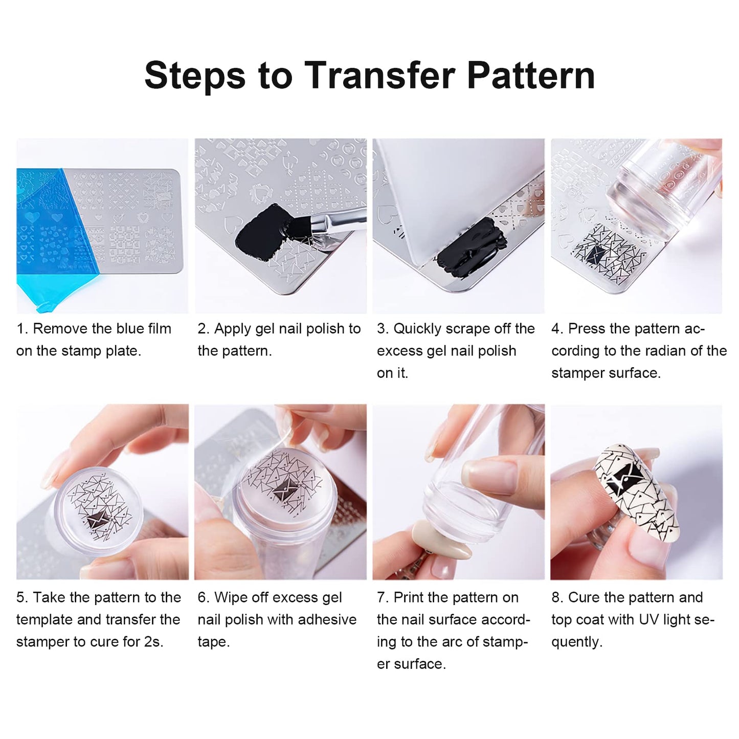 SAGEBIO Nail Art Stamper Clear Silicone Nails Stamping Jelly with Scraper Transparent Visible Body DIY Manicure Nail Art Tool B