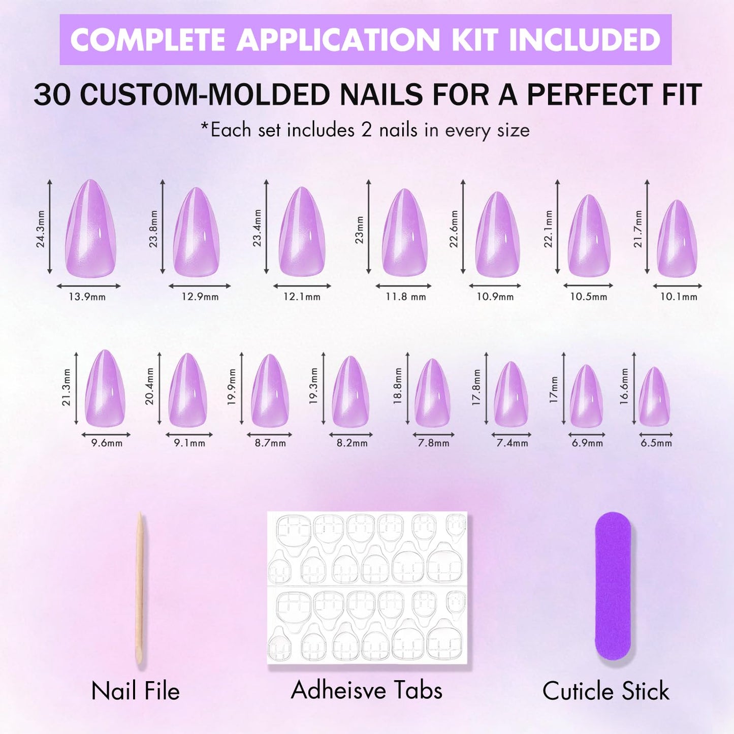 KQueenest Cat Eye Nude Pink Press on Nails Almond, Glitter Press on Nails Medium, Sparkly Shiny Soft Gel Fake Nails Set, Bling Chrome Glue on Nails Medium Stiletto for Women Manicure Gift 30 Pcs