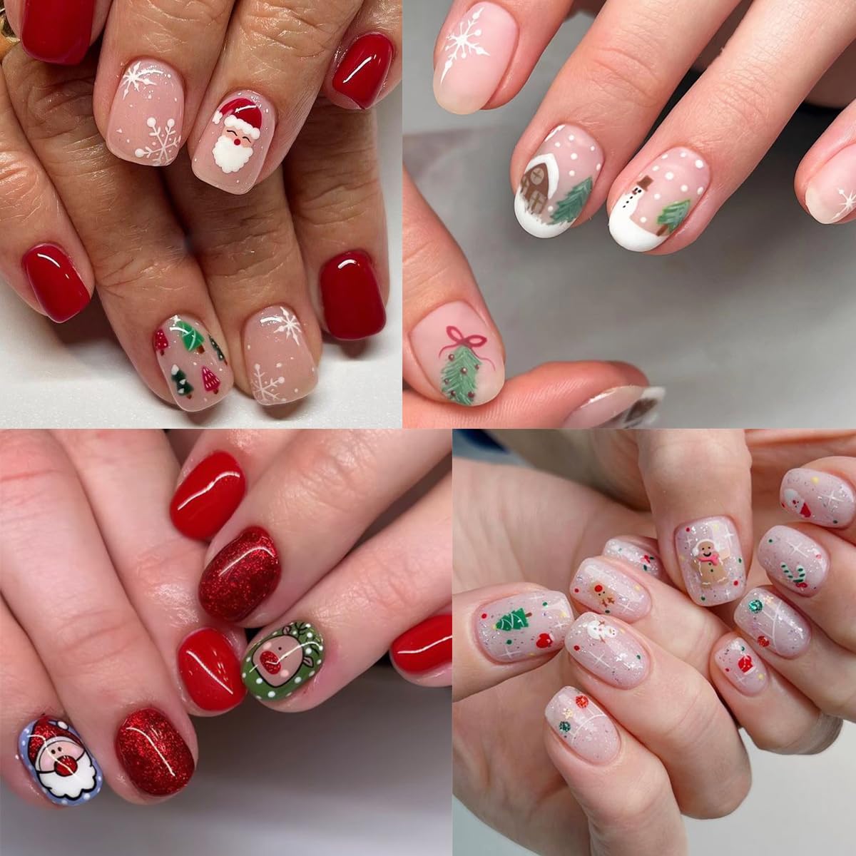 LRKNNO Christmas Nail Stickers Nail Art 6 Sheet Christmas Nail Art Stickers Santa Claus Reindeer Elk Penguin Snowman Nail Art Design Cute Nail Decals Christmas Nail Decoration Women Holiday DIY