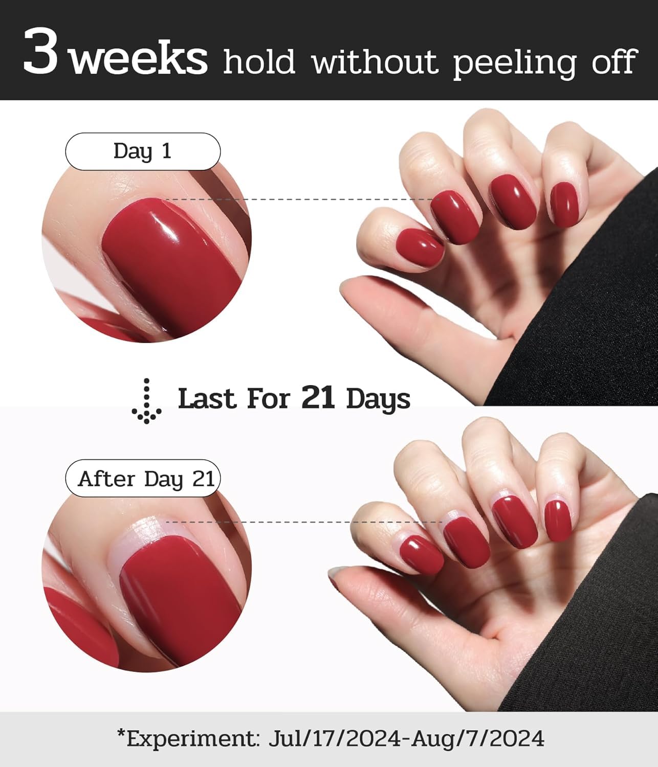 ruyeefam Nail Polish Strips (No UV Lamp Needed) - 22 Pcs Salon Quality Gel Nail Stickers - Long Lasting Wraps (Berry Gold Glitter)