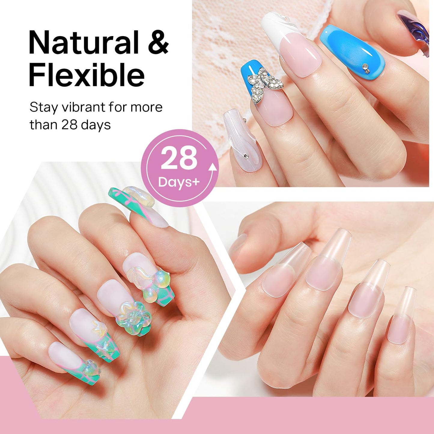 MIZHSE Gel Nail Kit Medium Coffin Gels Nail Tips, Solid Nails Glue Gel for Press On Nails with Portable U V Lamp 240Pcs 12 Sizes Half Matte Nail Tips Easy Nail Extension Set for Women
