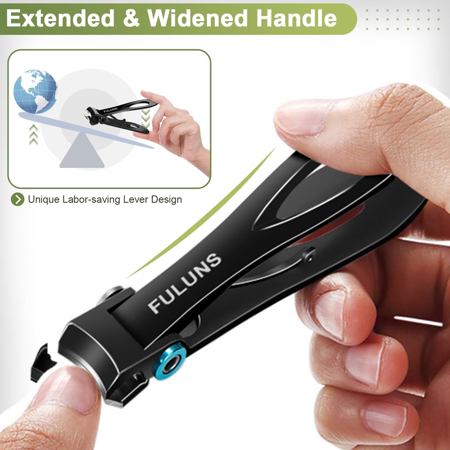 Toenail Clippers for Men Thick Toenails with 16MM Wide Jaw Opening, Large Nail Clippers for Seniors Thick Nails with Long Handle, Heavy Duty Sharp Slanted Nail Cutter Gifts for Men Women Adults
