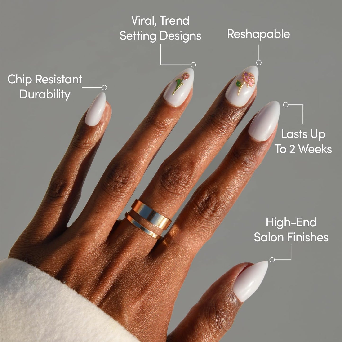 Glamnetic Press-On Nails Bundle - Flowers For You | 2 Short Almond Fake Nails with Romantic Floral Designs, Perfect For Valentine's Day | Durable, Salon-Quality Nail Kits
