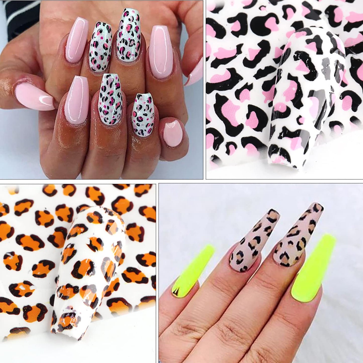 Holographic Nail Foil Stickers - Animal Print Decals, Leopard Snake Nails, Starry Sky Paper Transfer Foils for Women & Men Manicure