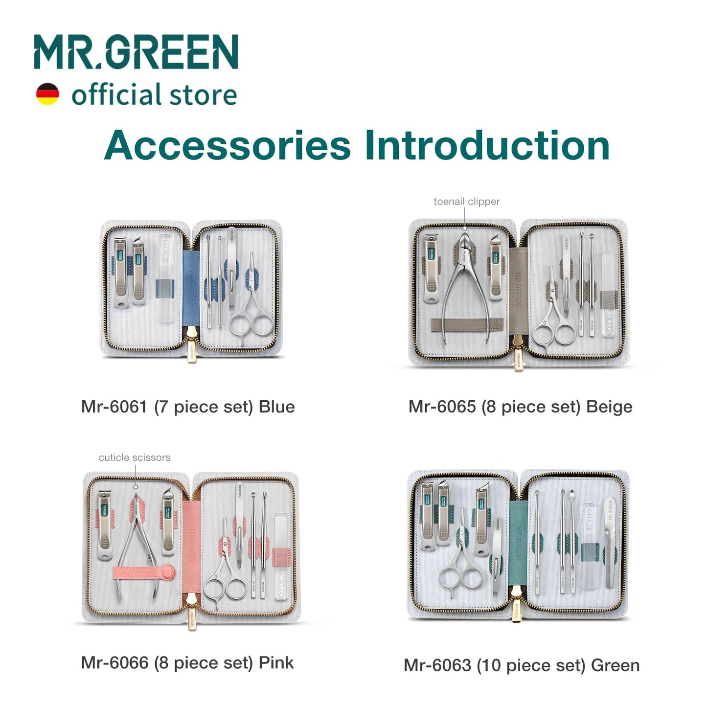 MR.GREEN Fashion Imprint Manicure Sets Professional Nail Clipper Set Personal Care Tool Kits Nial Cutter Gift With Leather Case (Beige(8Pcs Set))