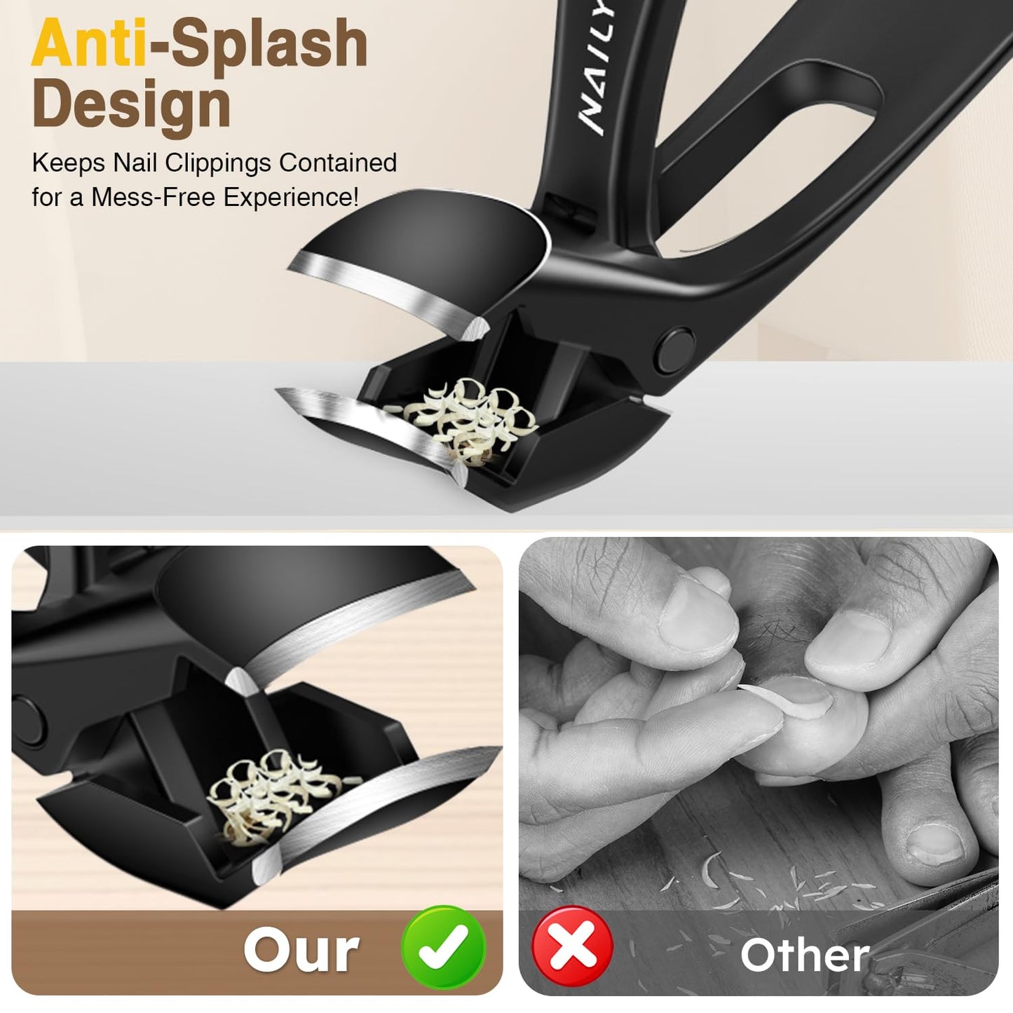 Extended Toenail Clippers for Thick Toenails, Long Handled Nail Clippers for Seniors Angled Head Cutters with Catcher, Ergonomic Wide Jaw Opening,45° Slanted Curved Finger Nail Clippers for Men Women