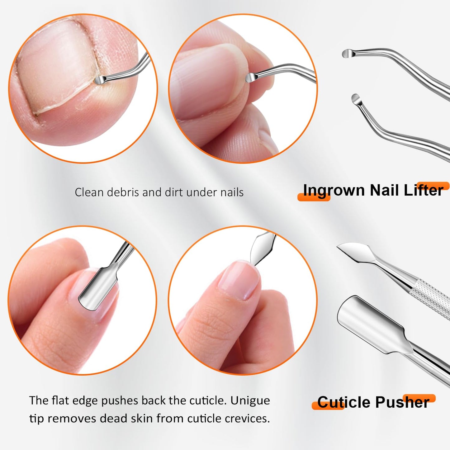 Nail Clippers Set, CLPPNA Angled Head Long Handled Toenail Clippers for Thick Toenails, Sharp Heavy Duty Ingrown Toenail Clippers with Wide Jaw, Podiatrist Nail Clippers for Seniors and Men