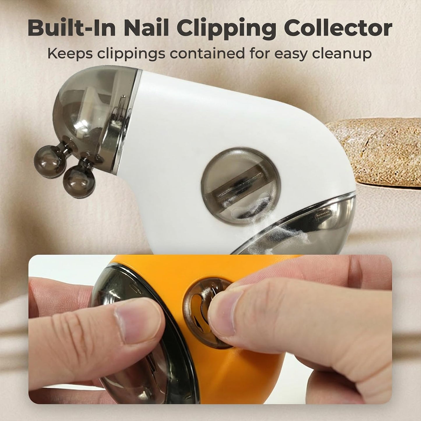 Electric Nail Clippers & Polisher - Safe Automatic 2-in-1 Fingernail Trimmer & File with LED Light, 3 Speeds, USB Rechargeable, Built-in Nail-Chip Storage for Kids & Seniors & Nail Art, White