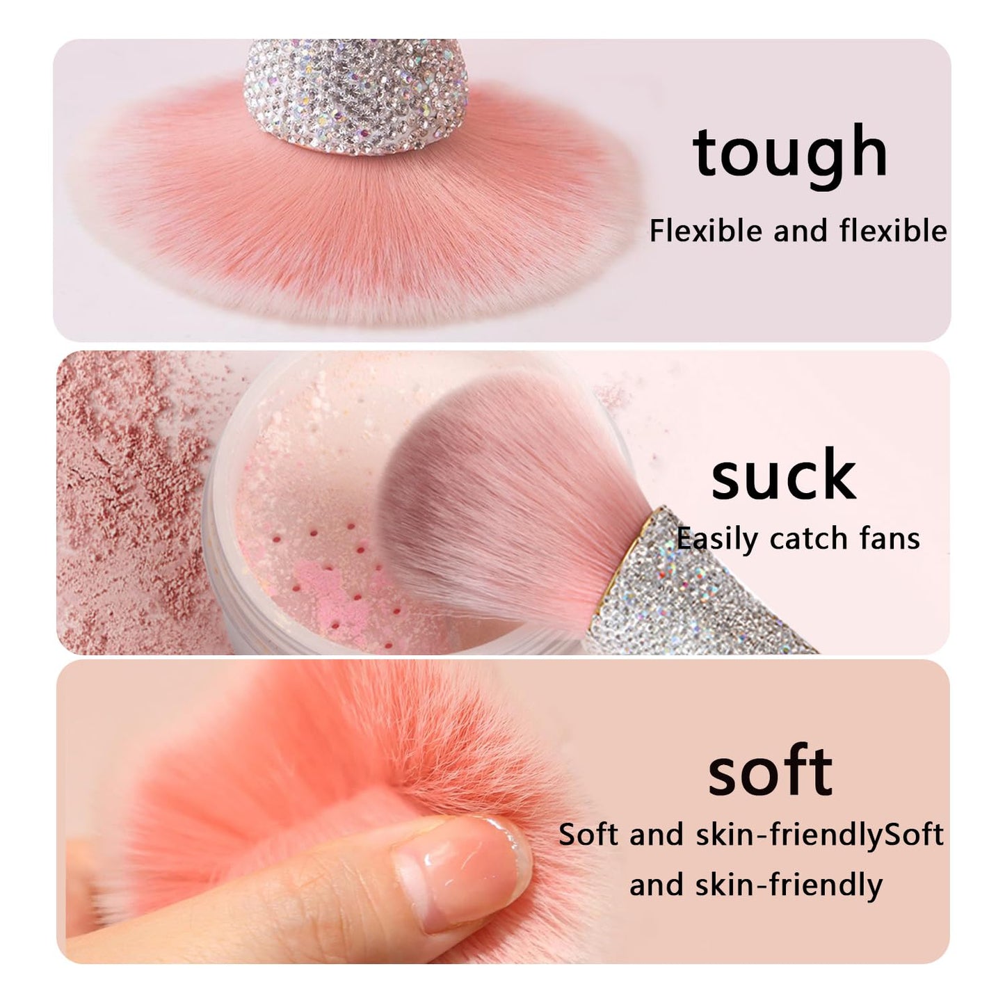 DANNEASY 1pc Nail Dust Brush Acrylic Brush Cleaner Nail Brushes for Cleaning Dust Nail Clean Up Brush Large Dip Powder Brush for Makeup Blush Manicure Brush (White)