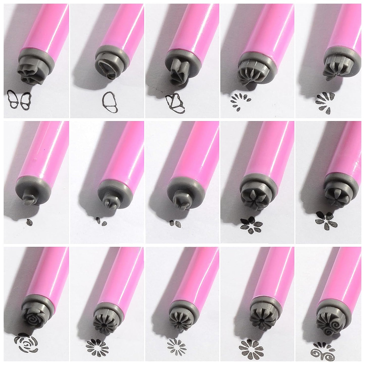 DANNEASY Nail Art Stamp Pen Set (15PCS), 3s Quick DIY Nail Design Tools with Unique Patterns - Easy to Use, Flower Nail Stamper Pen, Nail Art Pen for DIY Salon Nails Supplies