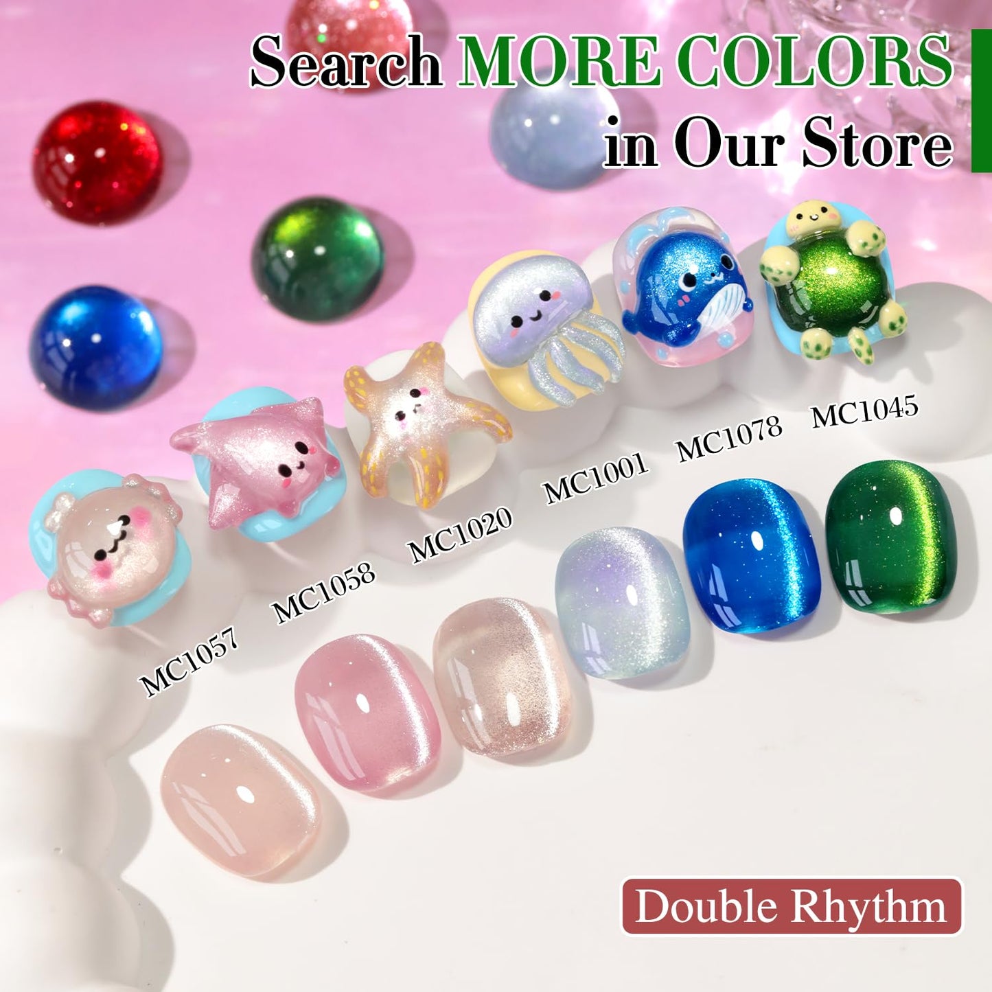 Double Rhythm Cat Eye Gel Polish with Magnet 15ML Holographic Glitter Shimmer Color 0.5 OZ Magnetic Gel Polish Salon DIY at Home (Dark Green-MC1045)
