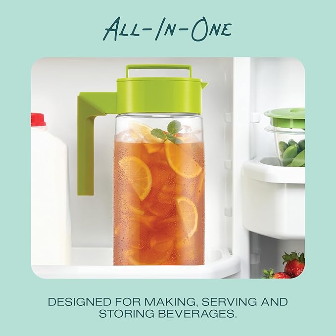 Takeya Airtight Pitcher - Everyday-Use Airtight Pitcher for Iced Tea & More - Clear Pitcher with Lid - Lightweight Kitchen Essential - Spill-Proof & Durable Kitchenware - 1 Quart, Black