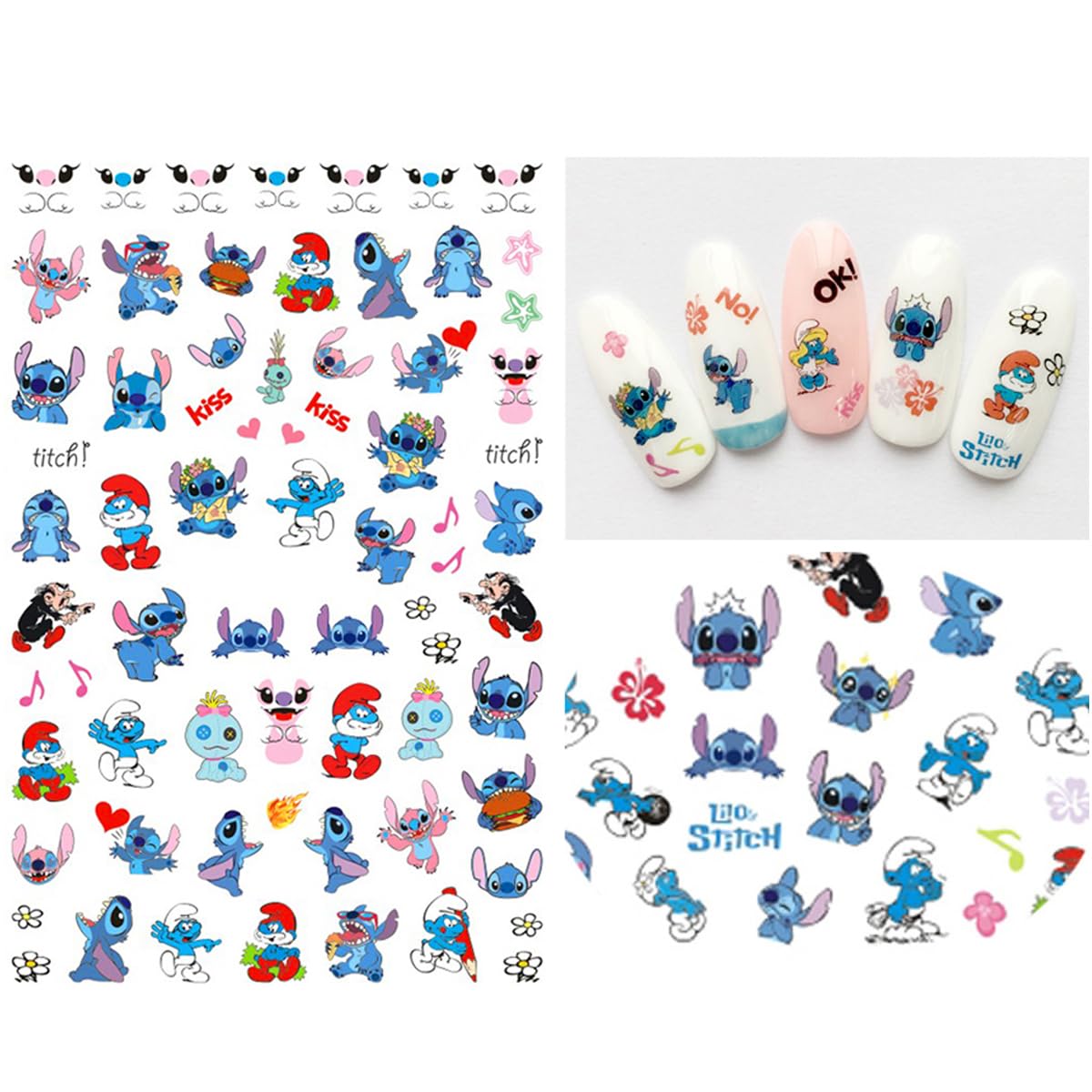 10pcs Cute Nail Art Stickers 3D Self-Adhesive Nail Decals Party Favors Nails Gifts for Women Nail Art Decoration Cute Cartoon Designer Nails Design Sticker