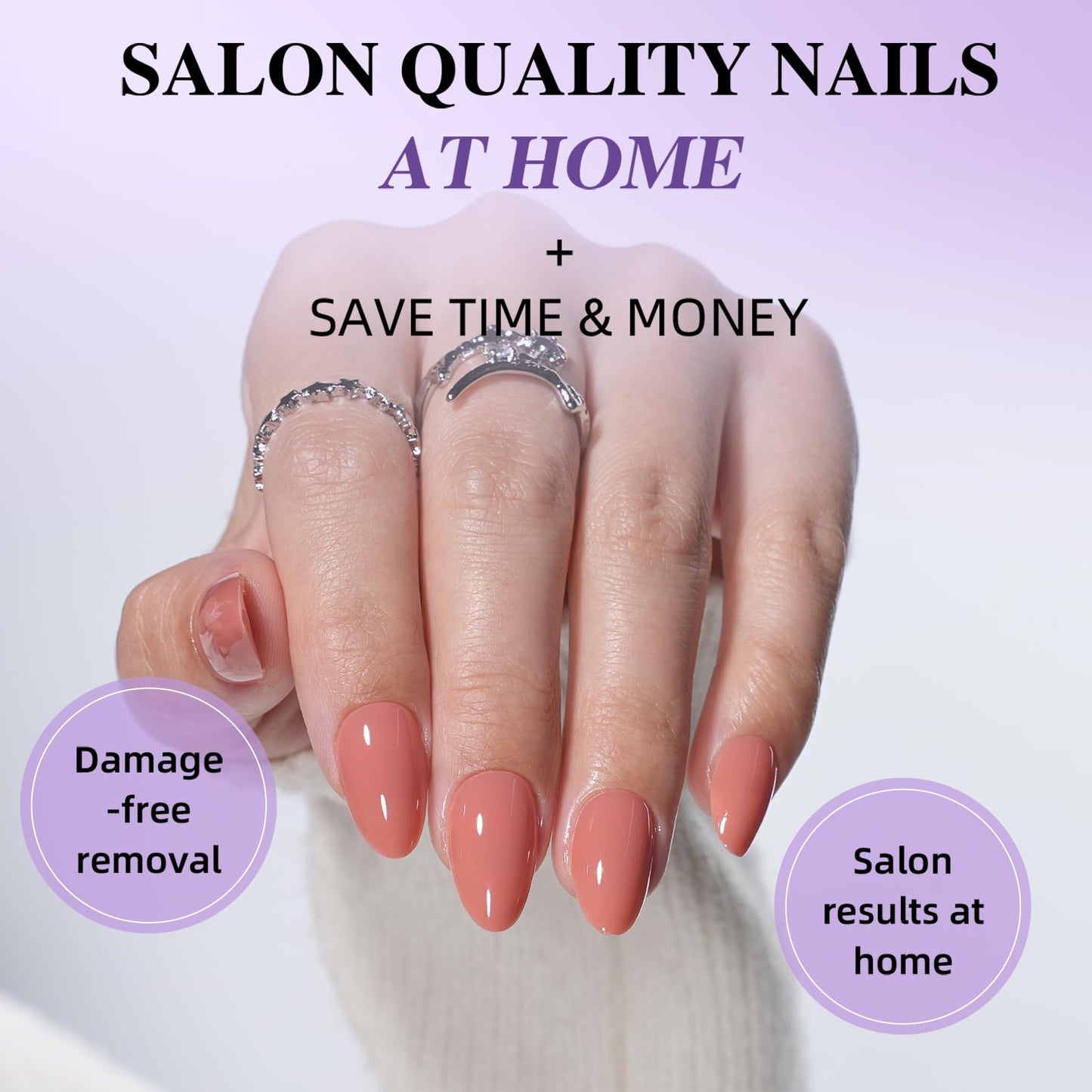 Nude Press On Nails, Short Almond Fake Nails, Neutral Pink Press On Nails, Reusable Stick-On Nails with Glue for Women, 32pcs Set in 16 Sizes | Salon Quality | Blush Glaze, Natural Look