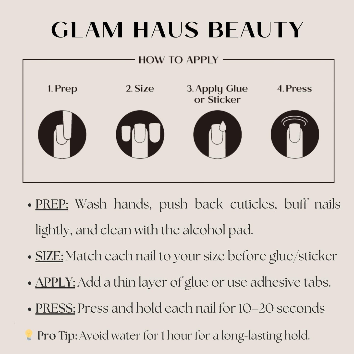 Glam Haus Beauty Press On Nails Onyx Noir | Short Square Jet-Black Glossy Finish Salon Quality | 16 Sizes - 32 Nail Kit with Glue & Adhesive Tabs
