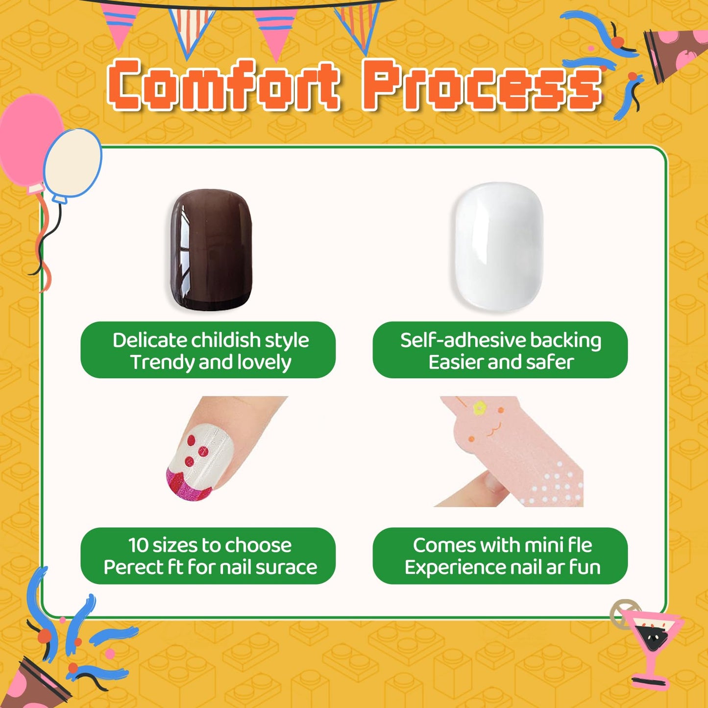 240PCS Kids Press on Nails with Glue Cute Pre glue False Nails for Children Girls Long lasting Quick Stick on Full Cover Acrylic Nail Kit for Girls Kids Gift DIY Nail Art Decor (Candy Unicorn)