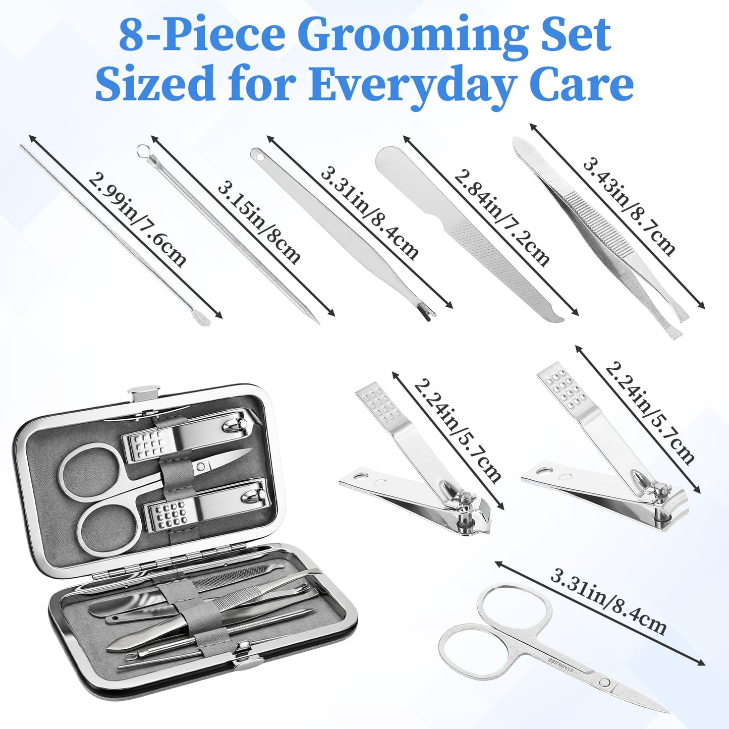 15 Set Manicure Kit Bulk Professional Nail Clipper Set Bulk with Travle Case Individually Wrapped Finger Nail Clippers Adult for Homeless,Hotel(5 Color, 8 in 1)