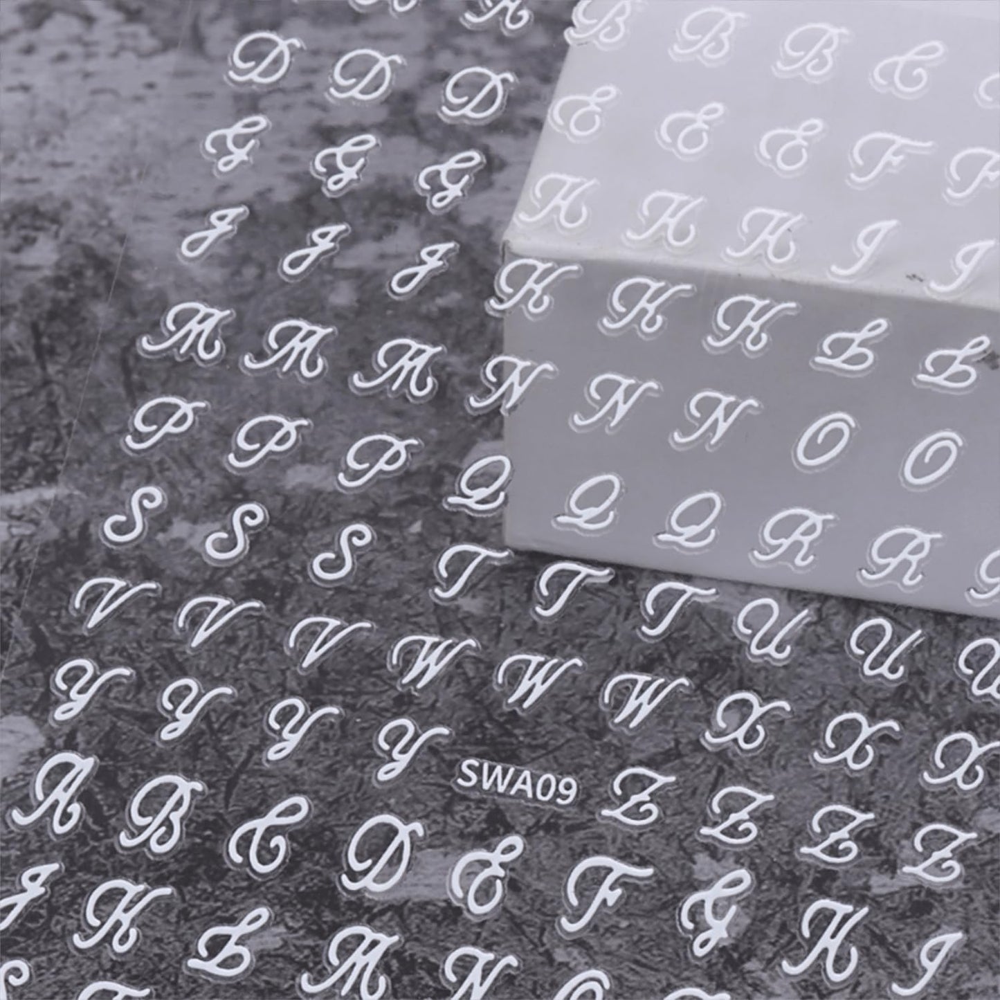 12 Sheets Letter Nail Stickers for Nail Art 3D Self Adhesive White Black Silver Gold Nail Art Stickers English Nail Decals Letter Decoration Accessories for Women Girls DIY Acrylic Nails