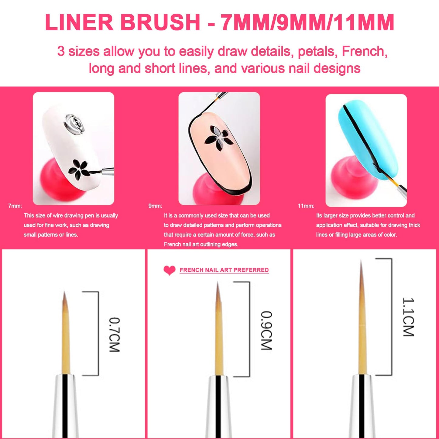 HYWWPFLAY Jelly Nail Stamper & Liner Nail Art Brushes - French Tip Nail Design Tools, Silicone Nail Art Stamping Stamper with Scraper, French Tip Stamp Liner Brush for Manicure Home DIY Salon