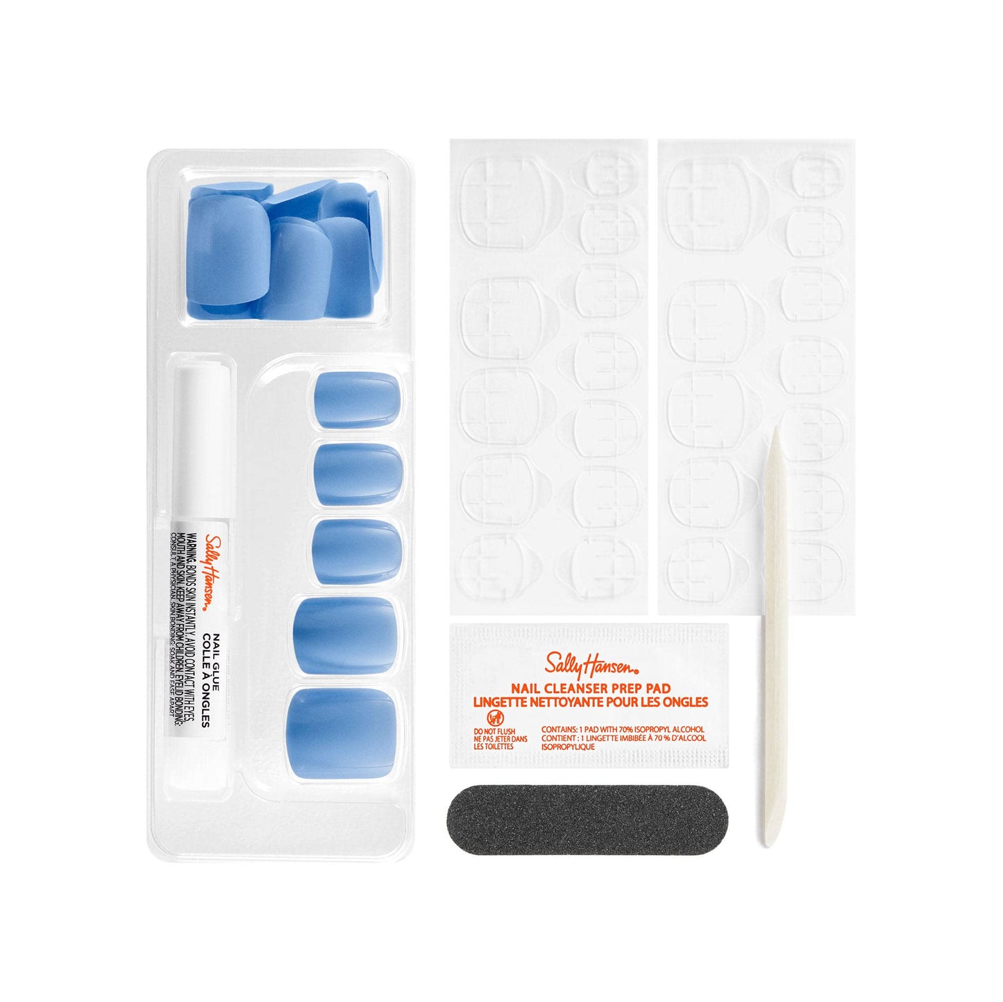 Sally Hansen Salon Effects® Perfect Manicure, Sugar Fix, Press On Nails, Square Shaped, Non-Damaging Adhesive Tabs, File, and Alcohol Pad Included (Pack of 2)