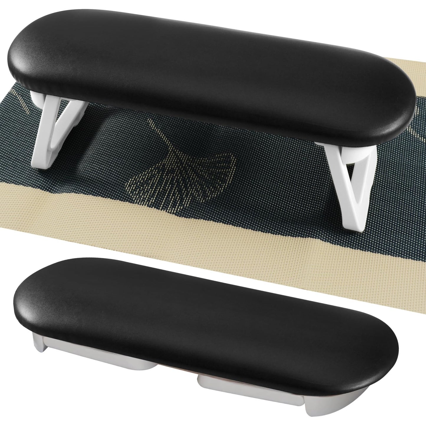 Diesisa Nail Arm Rest, Foldable PU Leather Nail Hand Rest For Nails Tech with Soft Table Mat, Soft Hand Rest for Acrylic Nails/Nail Hand Pillow for Manicure Salon Use-black