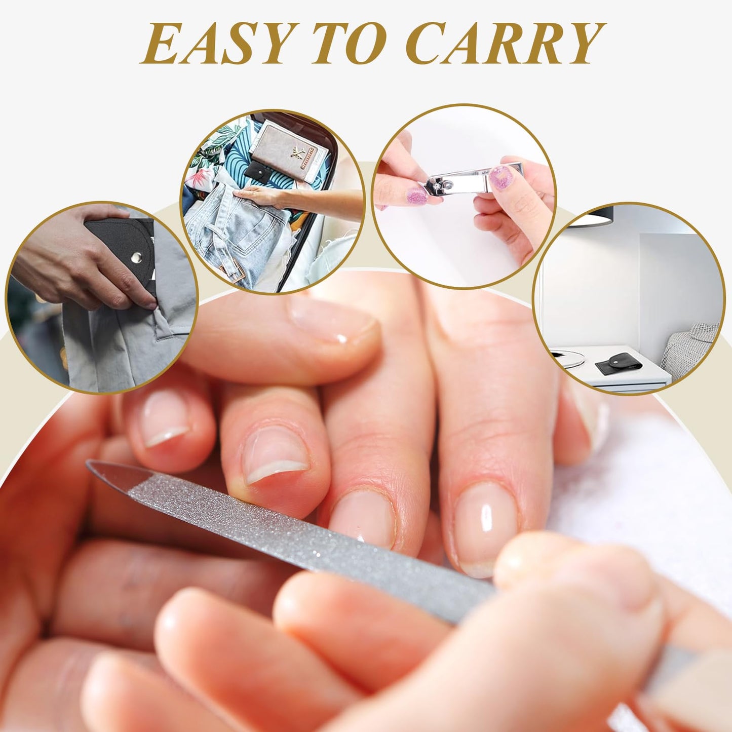 50 Sets Nail Clipper Set Bulk, 4-in-1 Stainless Steel Travel Nail Care Kit, Individually Wrapped Manicure Nail Kits with Case for Adults, Home, Hotel, Personal Care & Events（Black）