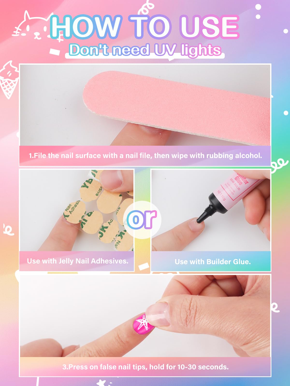 78PCS Kid Press on Nails, EBANKU 3 Pack Children Fake Nail Kit Full Cover Short False Fingernails with Nail Glue for Girl Nail Decoration（Pink Flower）