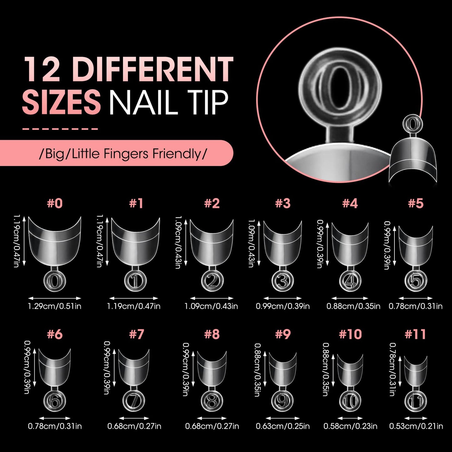 Buqikma 500PCS & 600PCS Clear Artificial Nails - Short Oval & Half Cover French Tips Round Shape