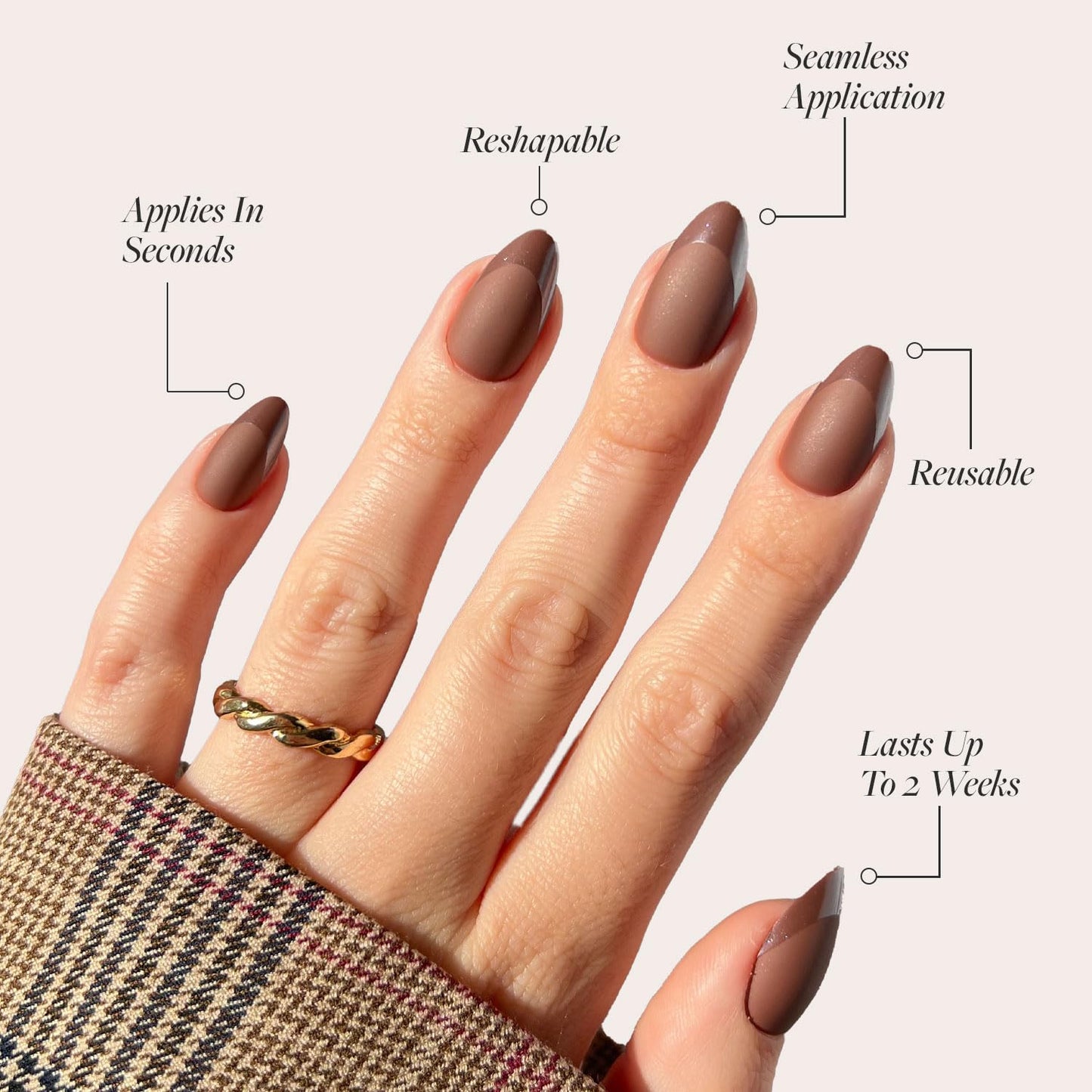 Glamnetic Press-On Nails Bundle - Terra & Merlot | Matte Short Almond Brown Nails with Glossy French Tips | Matte Short Almond Dark Red Nails with Glossy French Tips | Reusable, Salon-Quality Nail Kit