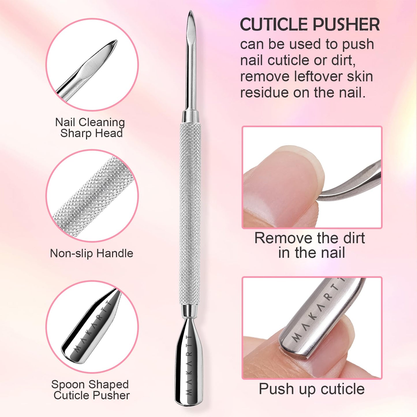 Makartt Nail Rhinestone Glue for Nails, Super Strong Gel Nail Glue for Nail Charm 3D Bundle with Cuticle Trimmer with Cuticle Pusher, Silver Nail Trimmer Nail Care Manicure and Pedicure Kit