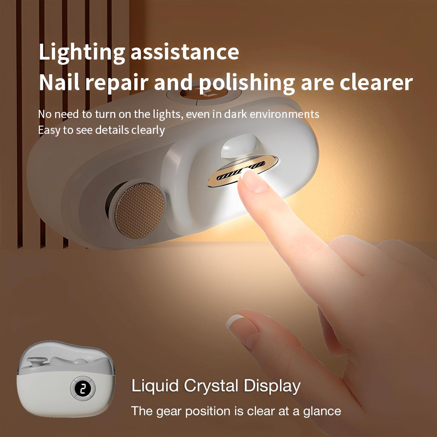 3-in-1 Automatic Electric Nail Clippers with Display, LED Light & Storage Toenail Clippers, Polishing Smart Electric Nail Trimmer, 3 Speeds Nail Cutter for Seniors, Men, Adults Golden