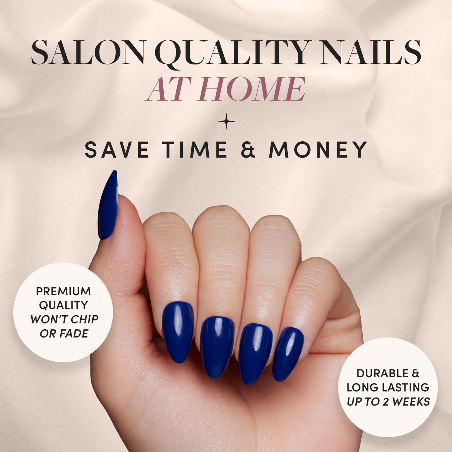 Glamnetic Press-On Nails Bundle - Mint Green & Midnight Blue | Pastel Green Short Oval Fake Nails | Dark Navy Blue Short Almond False Nails | Reusable, Salon-Quality Nail Kits