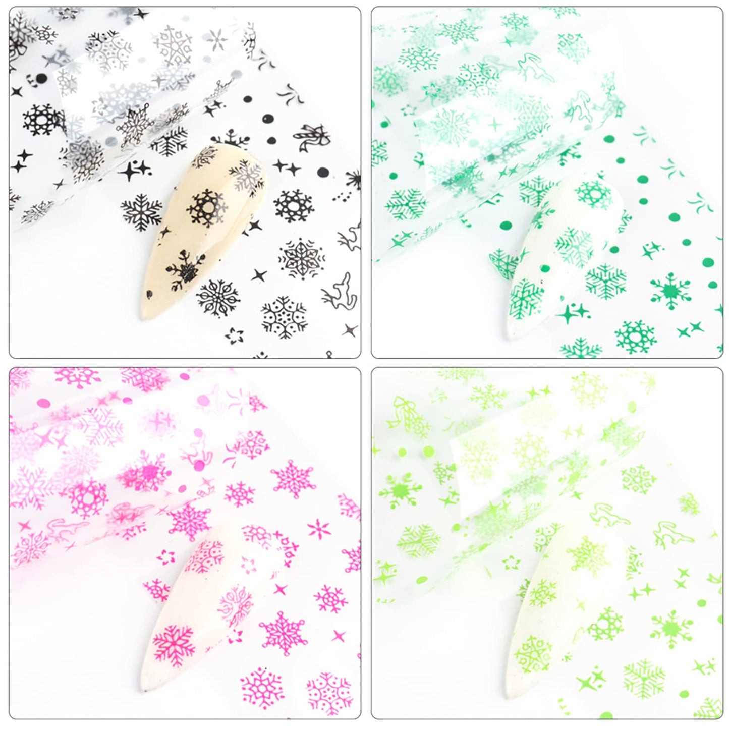 Christmas Holographic Nail Foil Transfer Stickers Decals, Winter Nail Polish Sheets Sky Starry Paper Transfer Foils Snowflake Nails Supplies for Nail Transfer Glue Women Manicure Nail Film Decorations
