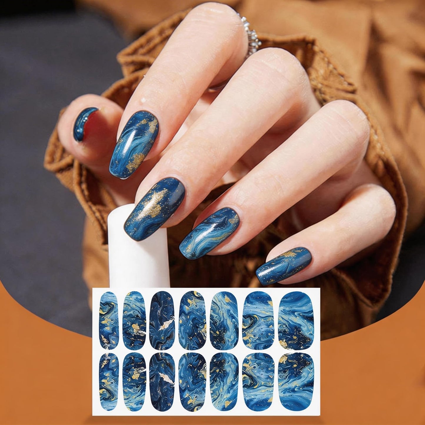 DANNEASY 336PCS/24 Sheets Nail Polish Strips - Marble Gel Nail Stickers Full Nail Wraps UV Free | Easy to Stick | Adhesive Sticker Nails for Women with 1 File, 1 Cuticle Stick