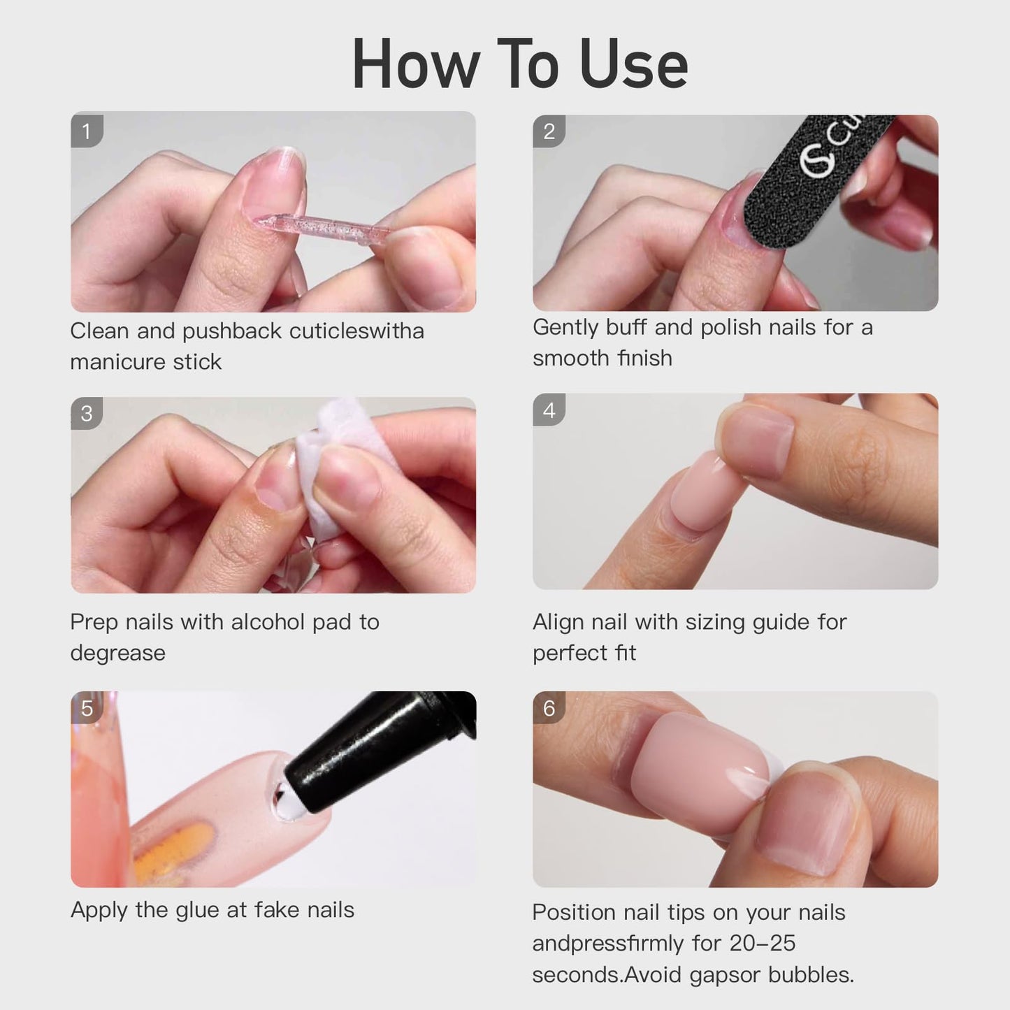Curvlife Press on Nails Acrylic Fake Nails with Short Square Design Full Cover False Nails for Women Reusable Nail Kit with Nail Glue Adhesive