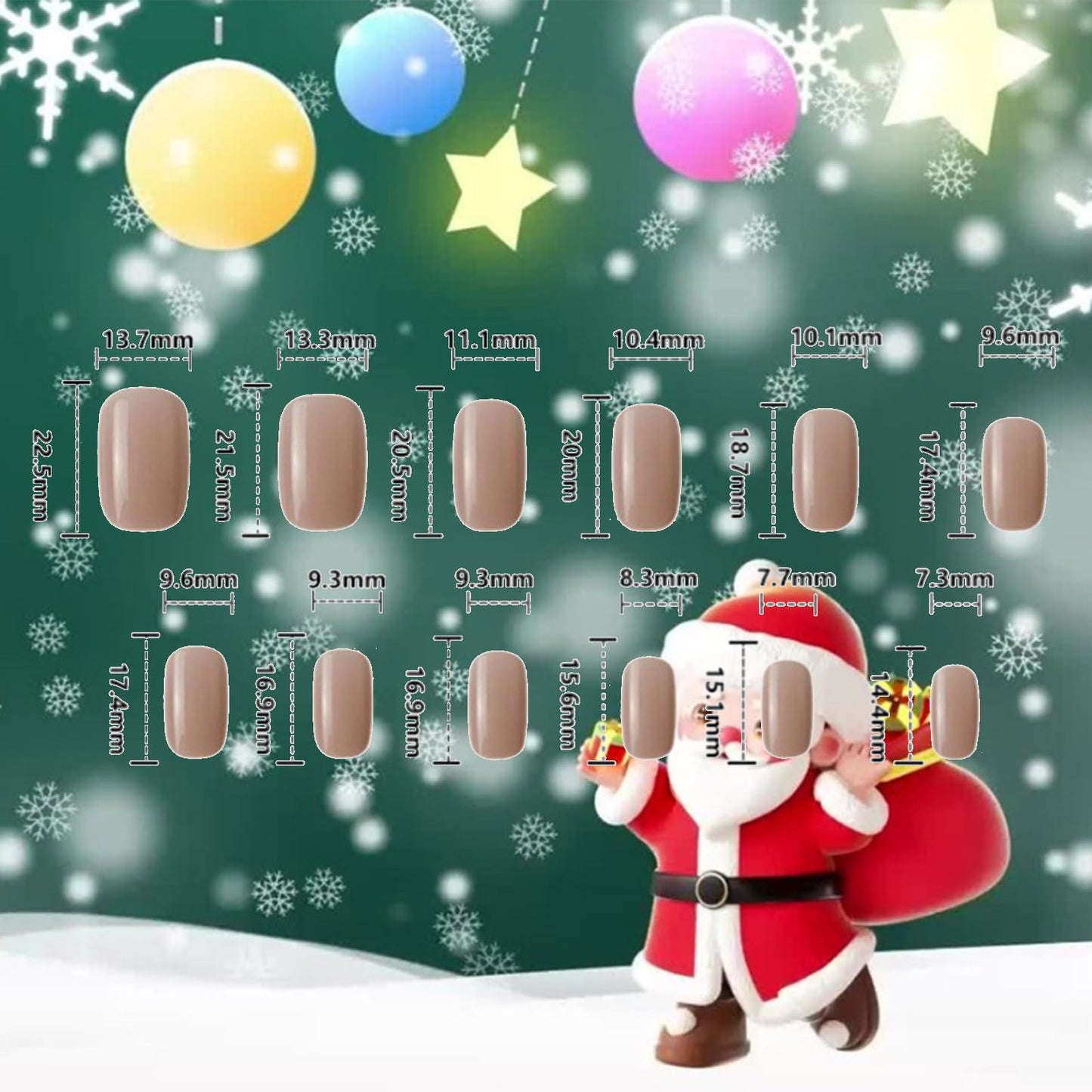 Christmas Medium Square False Nails Glossy Red Christmas Hat Acrylic Fake Nail Cartoon Santa Claus Press on Nails 24Pcs Xmas Tree Stick on Fingernails Snow Gel Glue on Nail for Women Xmas Gift
