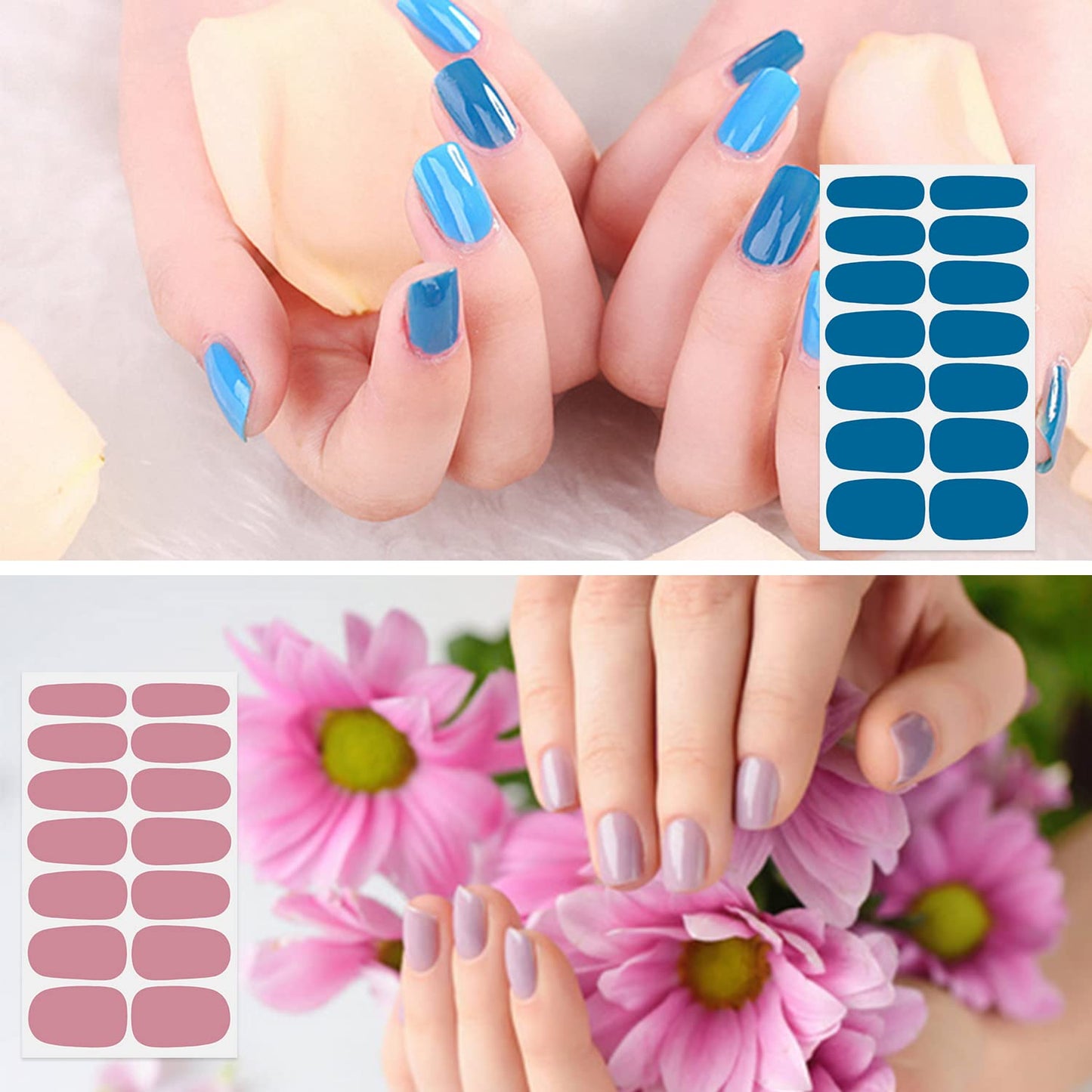 Solid Color Nail Wraps, DANNEASY 24 Sheets Nail Polish Strips Self Adhesive Nail Polish Stickers Gel Nail Strips Fingernails Manicure Stickers for Nail Art with 1pc Nail File, Cuticle Stick