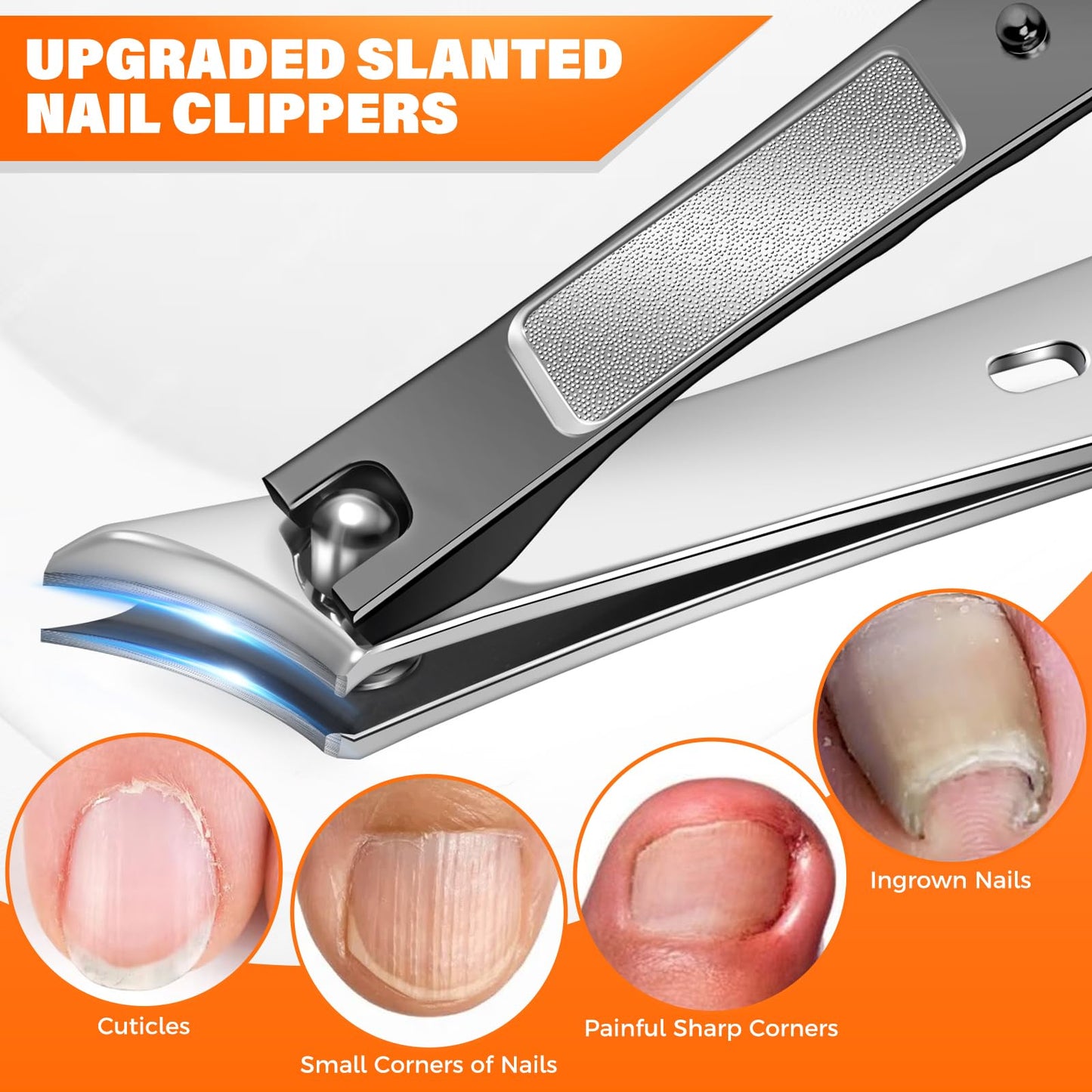 DRMODE Toenail Clippers for Thick Toenails, Long Handled Toe Nail Clippers for Thick Nails for Seniors with Wide Opening, Professional Stainless Steel Slanted Curved Ingrown Toenail Clippers for Men