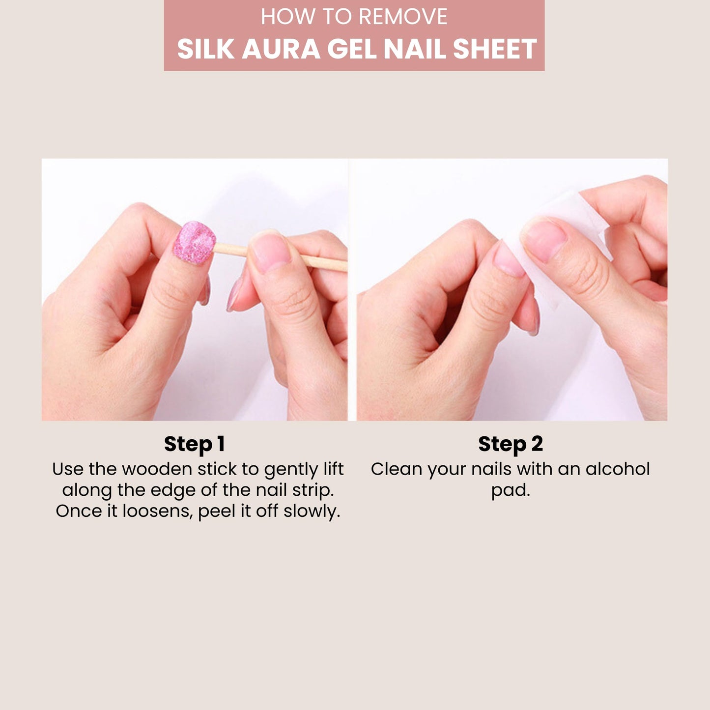 Silk Aura Nail Foils, Self-Adhesive Gel Nail Strips, No UV Needed, Glitter Shiny Pink Nail Stickers, Waterproof, Long-Lasting, Natural Manicure Design for Fingers & Toenails