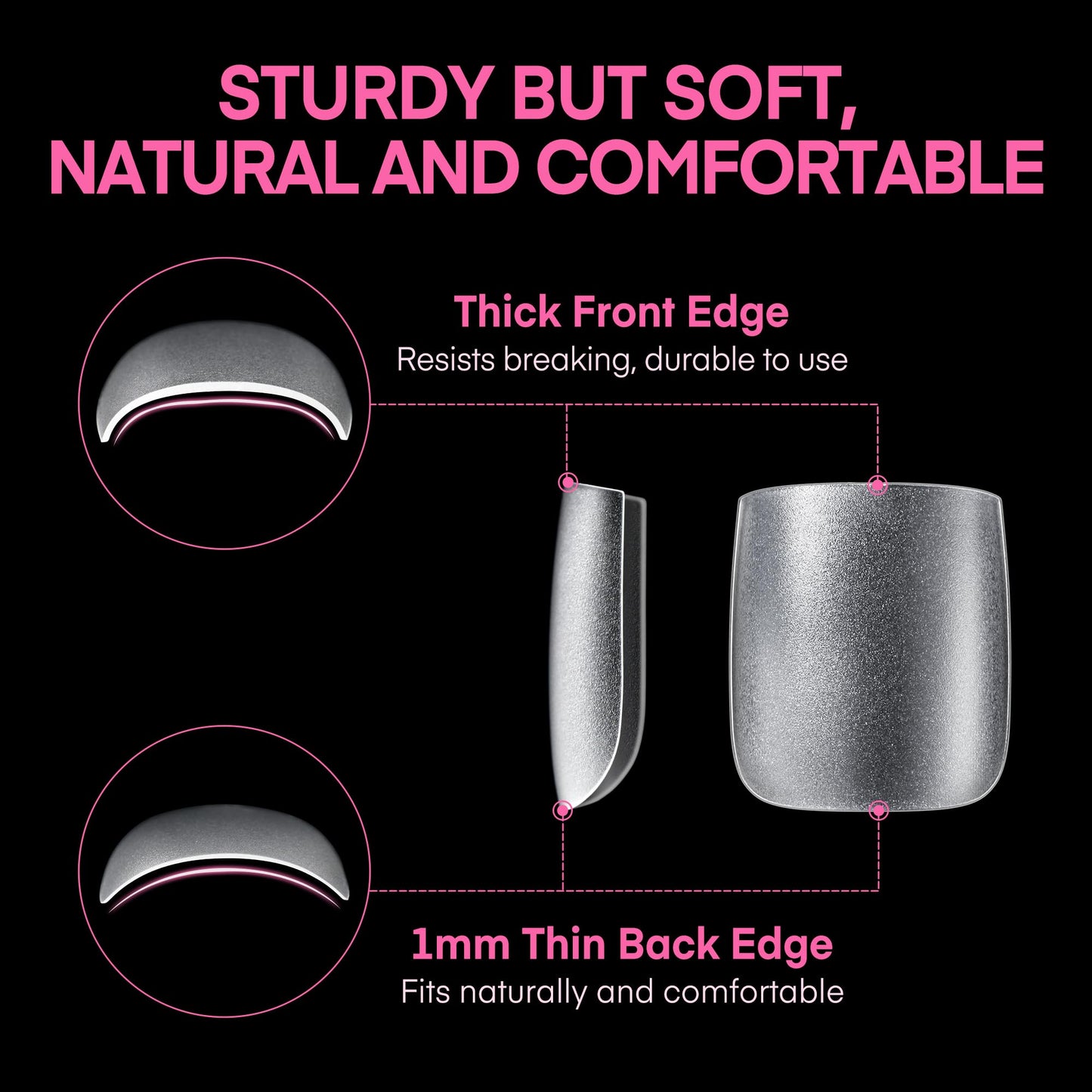 UNA GELLA Square Toe Nail Tips For Big Toe, 504Pcs 15Sizes Soft Gel Full Cover Toe Nail Tip Pre-buff Fake Acrylic Toes Nail Press Ons Soak Off Pedicure For Nail Extensions Home DIY Nails Salon