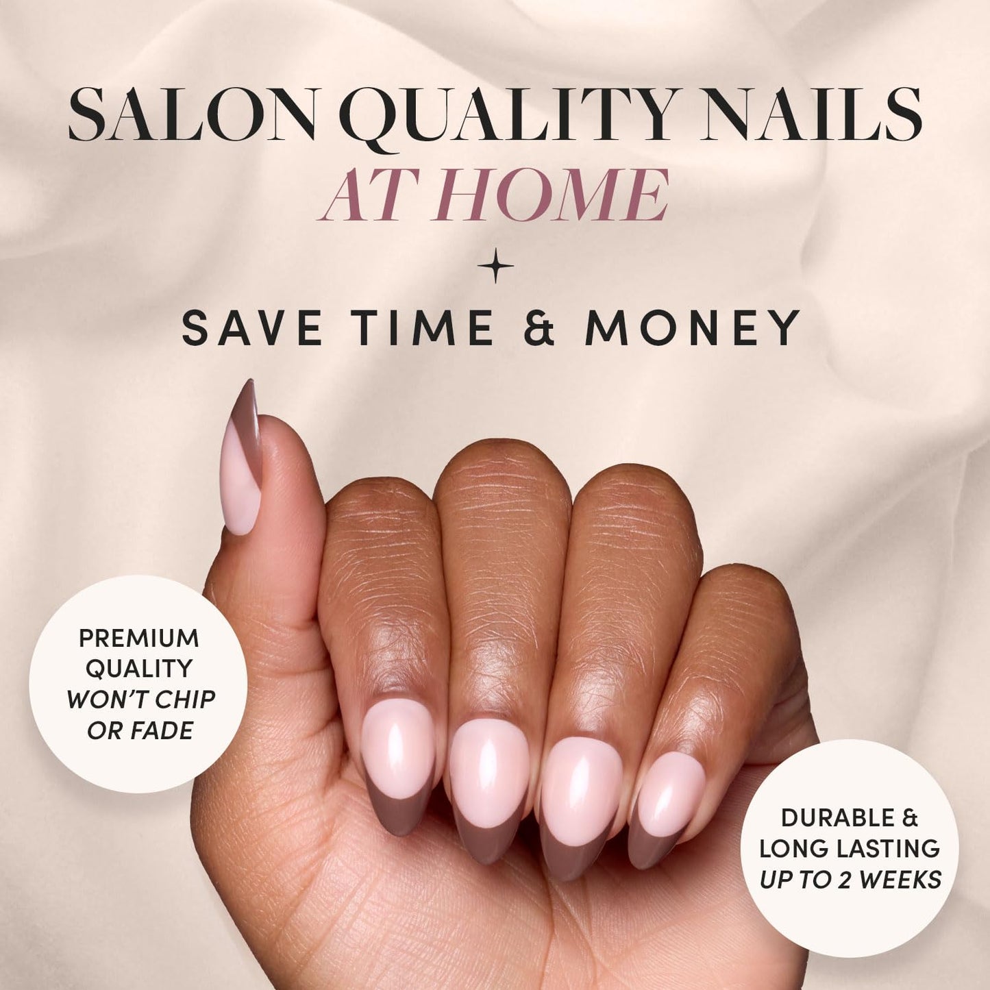 Glamnetic Press-On Nails Bundle - Chocolat & Fiery Red | Semi-Transparent Dark Brown French Tip Short Almond False Nails | Bright Red Short Almond Fake Nails | Reusable, Salon-Quality Nail Kits