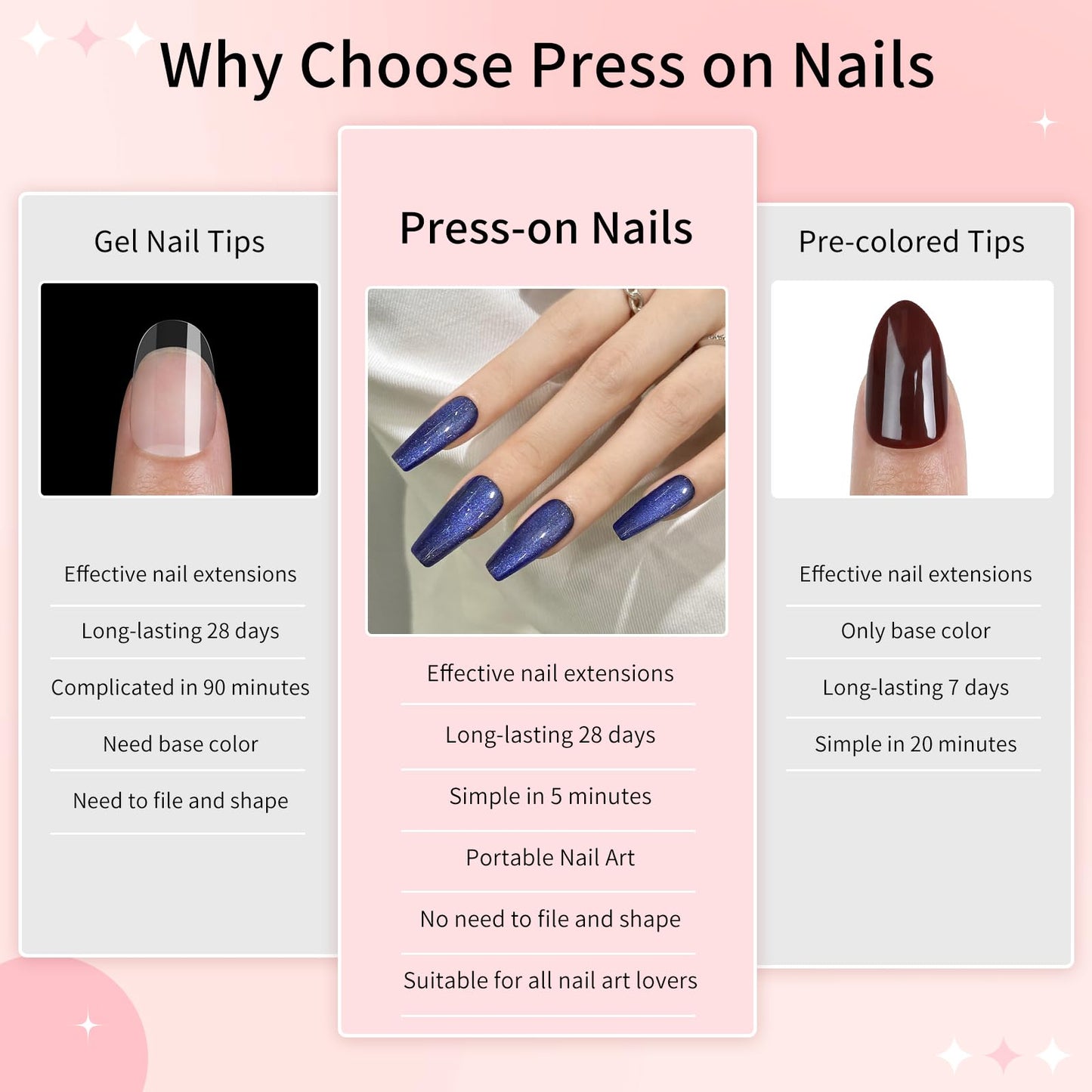 Dark Blue Cat Eyes Press On Nails,12 Sizes - 24 Pcs Soft Gel Blue Medium Coffin Fake Nails Kit with Nail Glue, Natural Reusable Stick On False Nails for Women and Girls SK0999