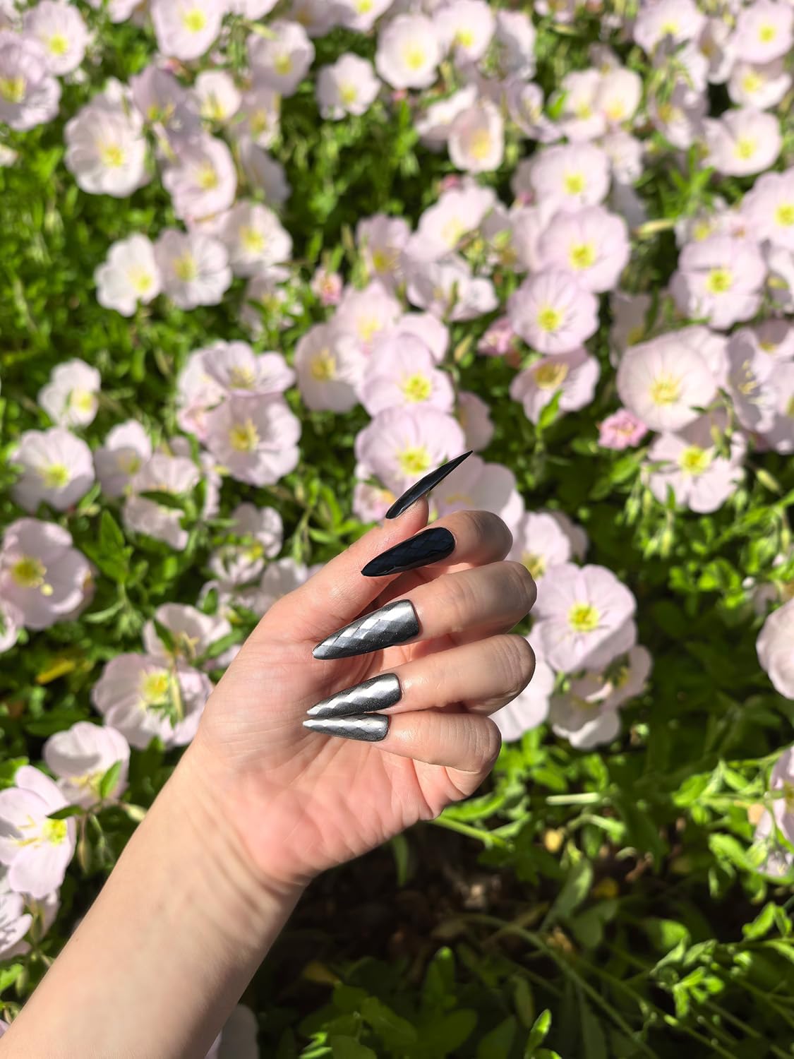 YOYfinee:Halloween 3D Rhombus Pattern Pointed-Long false nails，30pcs，12sizes，10 colors to choose，reuse with nail glue sticks. Dark(5)
