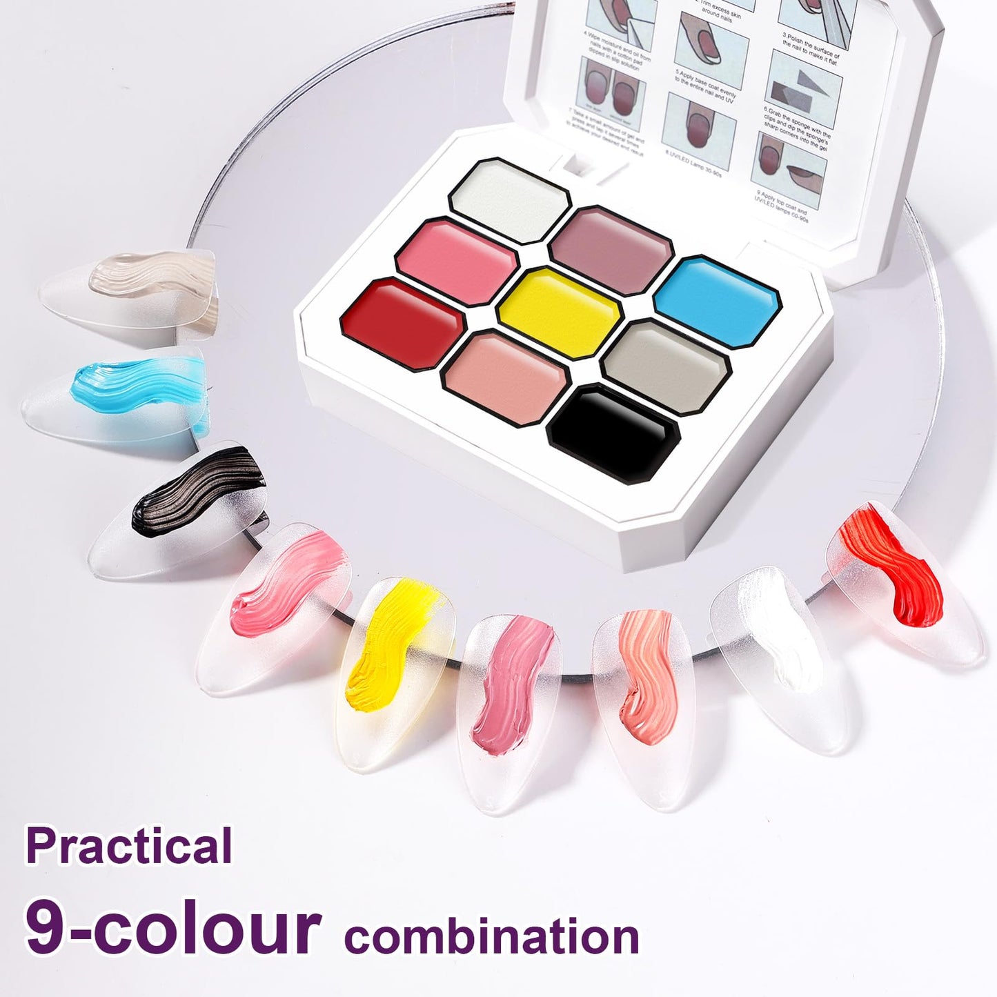 U-Shinein Gradient Painting Gel, 9 Colors Ombre Gel Nail Polish Oil Painting 3D Sculpture Effect for Pigment Pat Nails French Manicure DIY Nail Art Long-lasting Soak of UV/LED Artistic Inspiration